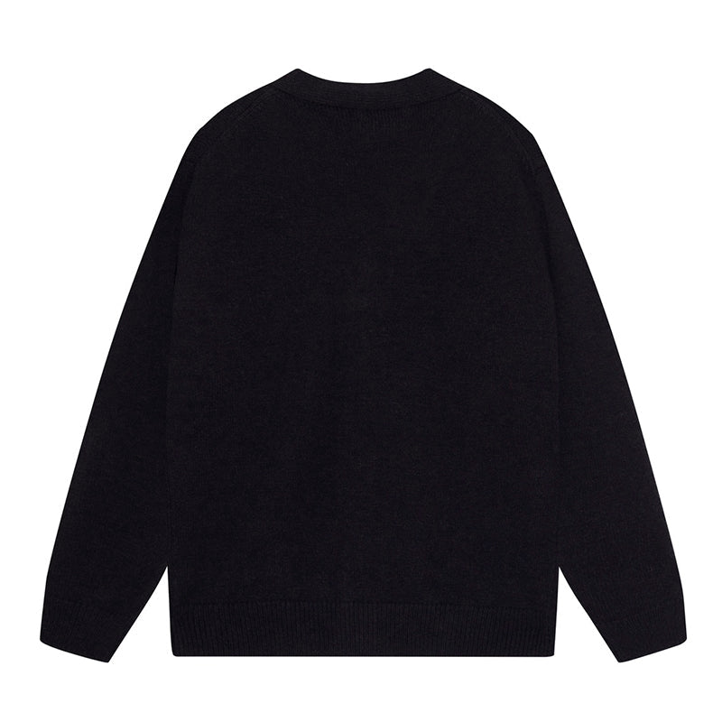 AMIRI Cotton V-Neck Bones Cardigan Sweater Black AMIRI