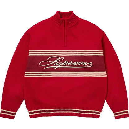 Supreme Script Stripe Half Zip Sweater