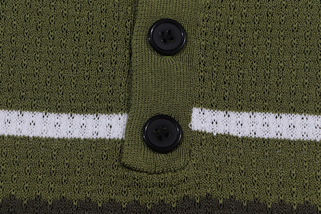 AMIRI Striped Pointelle-Knit Polo Shirt AMIRI