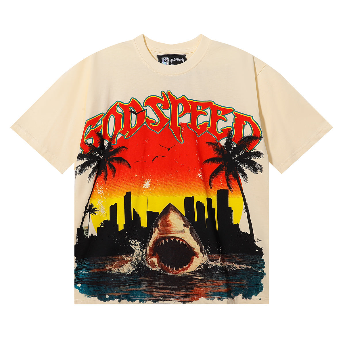 Godspeed City Coconut Tree Shark T-Shirt Godspeed