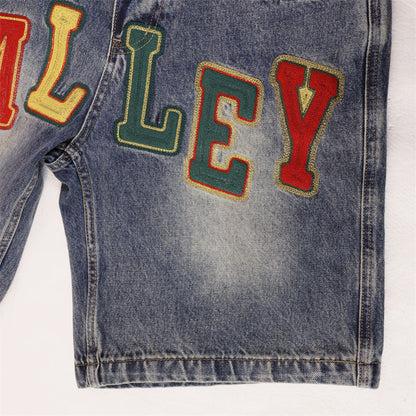 Letter Patterns Denim Shorts #8680