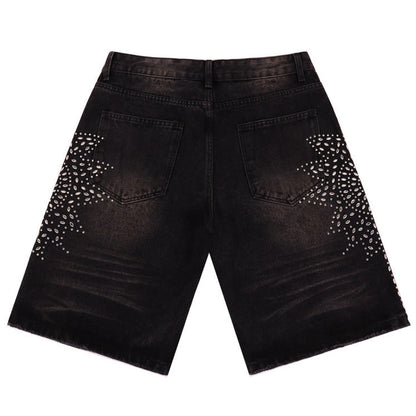 VALLEY Rhinestone Denim Shorts #8692